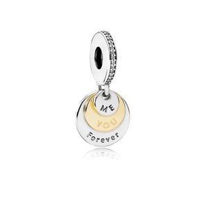 Pandora Authentic You Me Forever Hanging Charm, Silver and Gold Two Tone Vintage